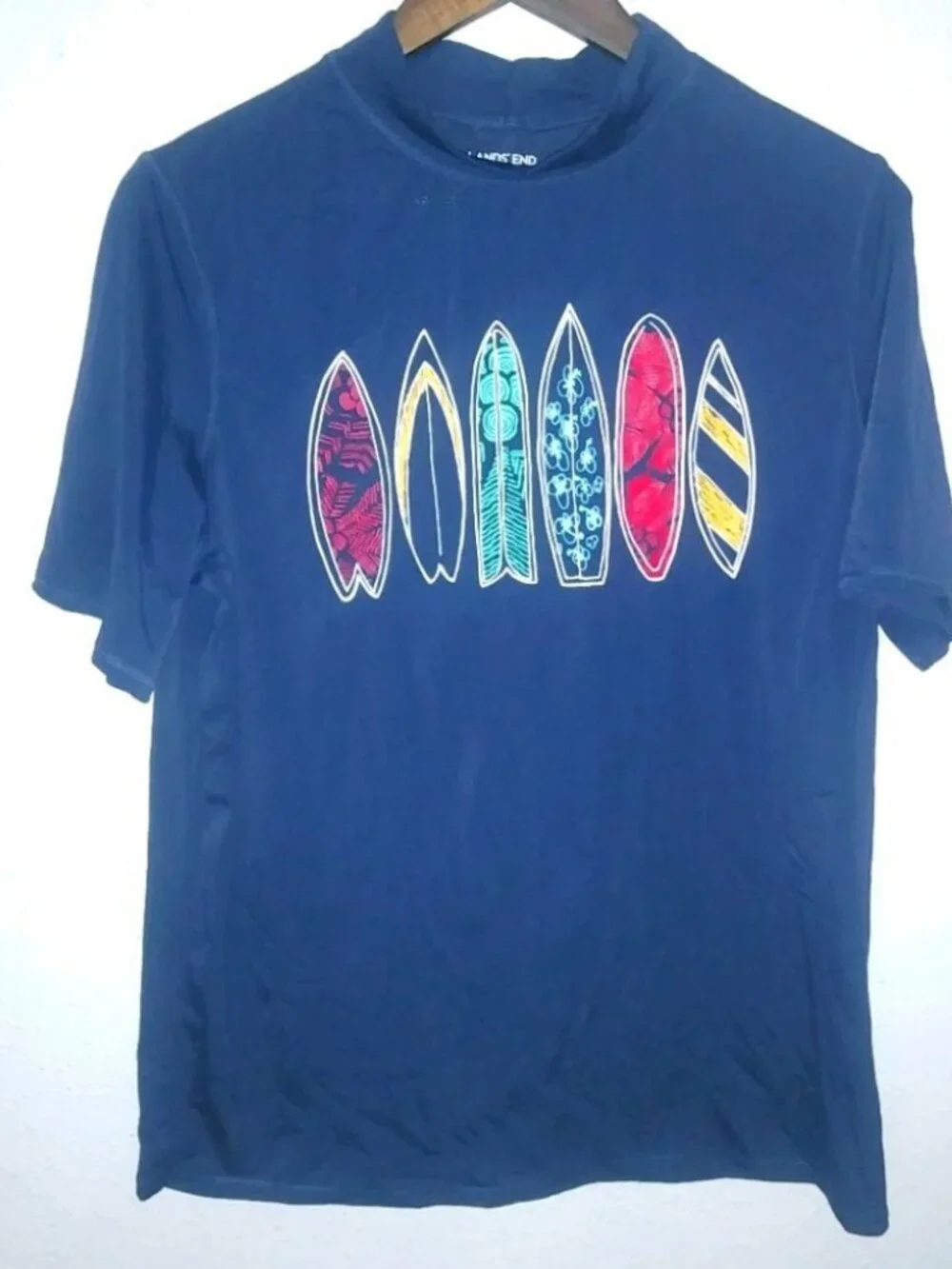 Lands End XL Boys Surfboard Short Sleeved Nylon Summer Shirt